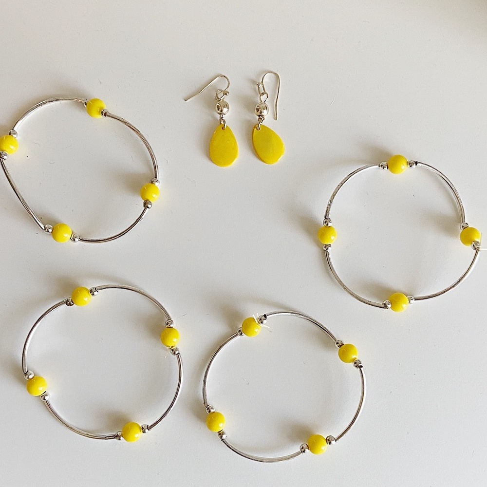 JCPenney Yellow Earrings and Bracelet Set